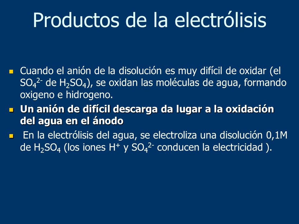 Productos de la electrólisis
