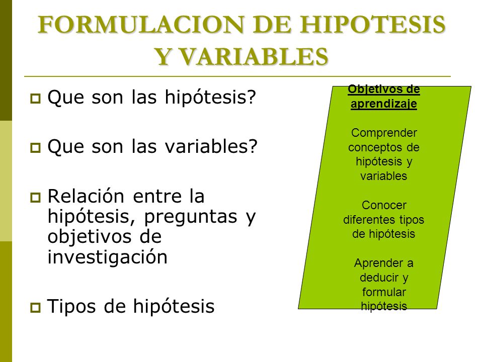 FORMULACION DE HIPOTESIS Y VARIABLES