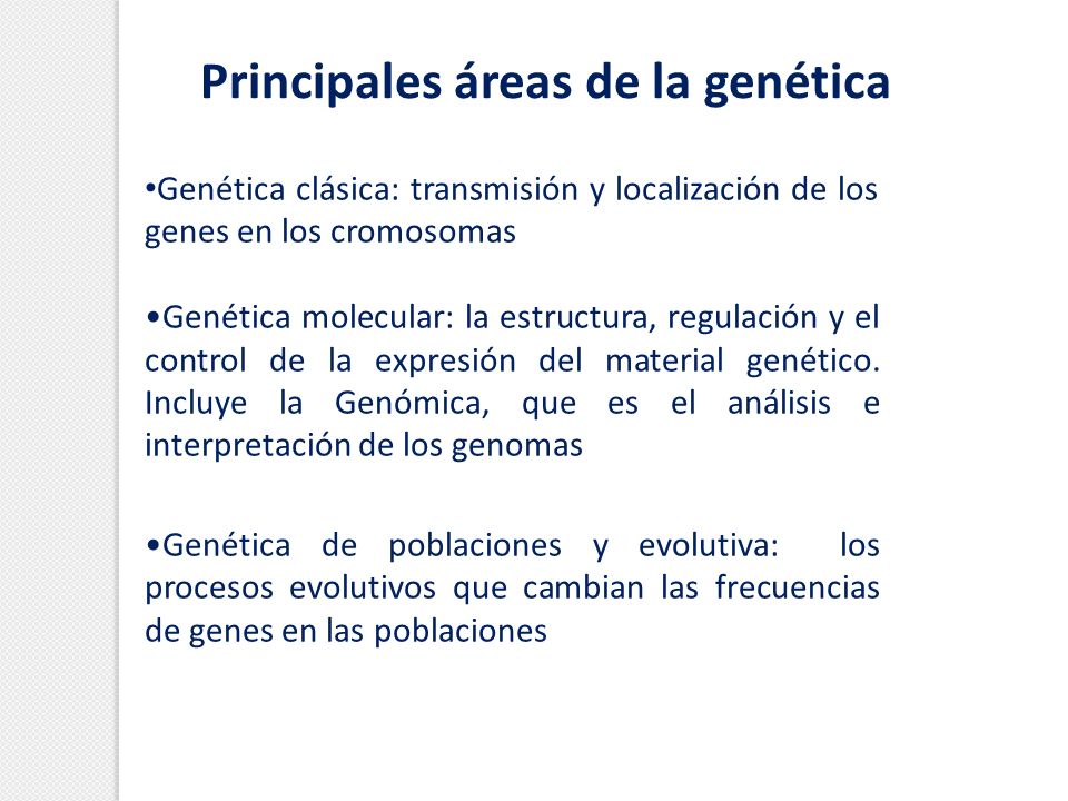 Principales áreas de la genética