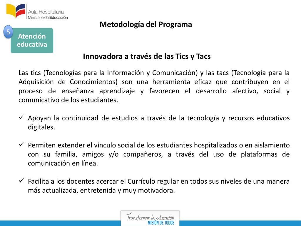 Metodología del Programa Innovadora a través de las Tics y Tacs