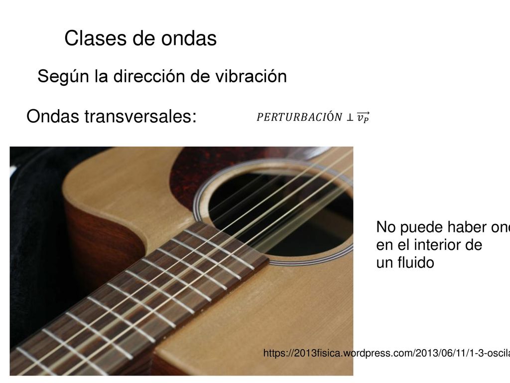 Clases de ondas Según la dirección de vibración Ondas transversales: