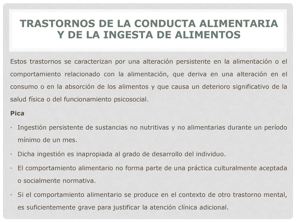 TRASTORNOS DE LA CONDUCTA ALIMENTARIA Y DE LA INGESTA DE ALIMENTOS