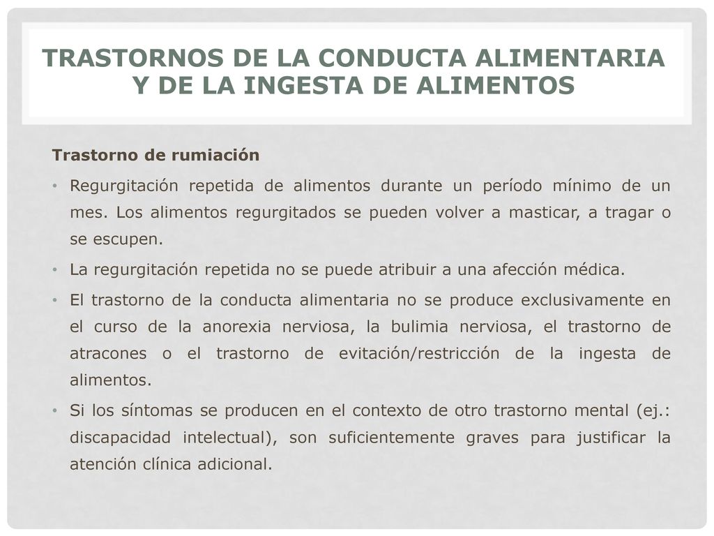 TRASTORNOS DE LA CONDUCTA ALIMENTARIA Y DE LA INGESTA DE ALIMENTOS