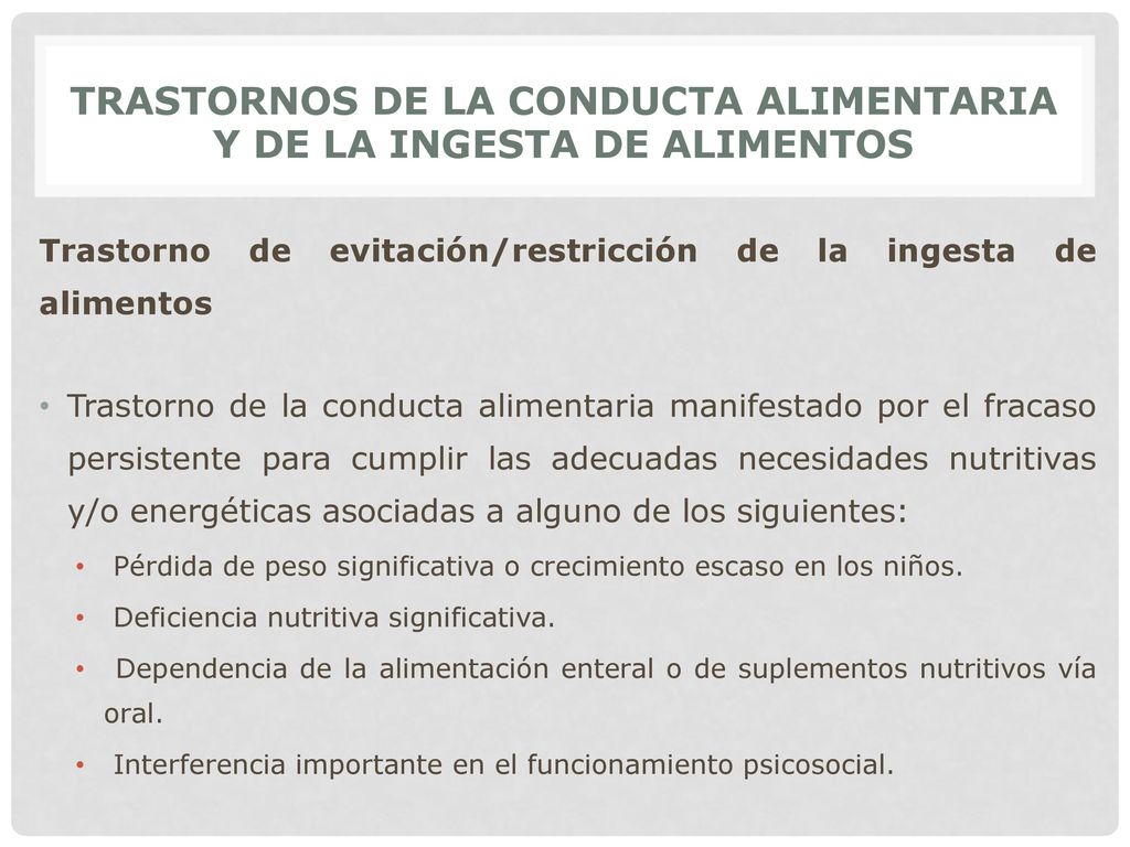 TRASTORNOS DE LA CONDUCTA ALIMENTARIA Y DE LA INGESTA DE ALIMENTOS