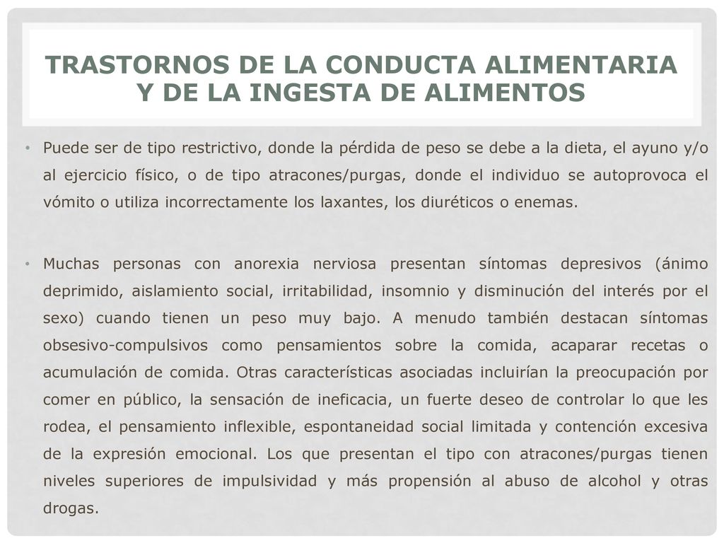 TRASTORNOS DE LA CONDUCTA ALIMENTARIA Y DE LA INGESTA DE ALIMENTOS