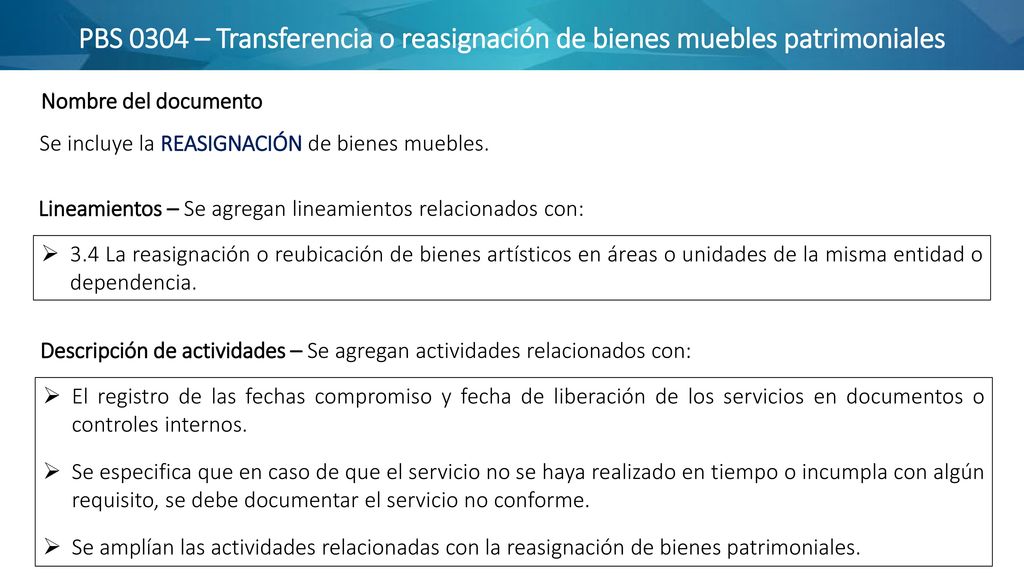 PBS 0304 – Transferencia o reasignación de bienes muebles patrimoniales