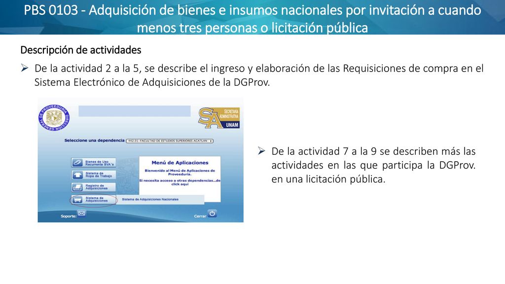 PBS Adquisición de bienes e insumos nacionales por invitación a cuando menos tres personas o licitación pública