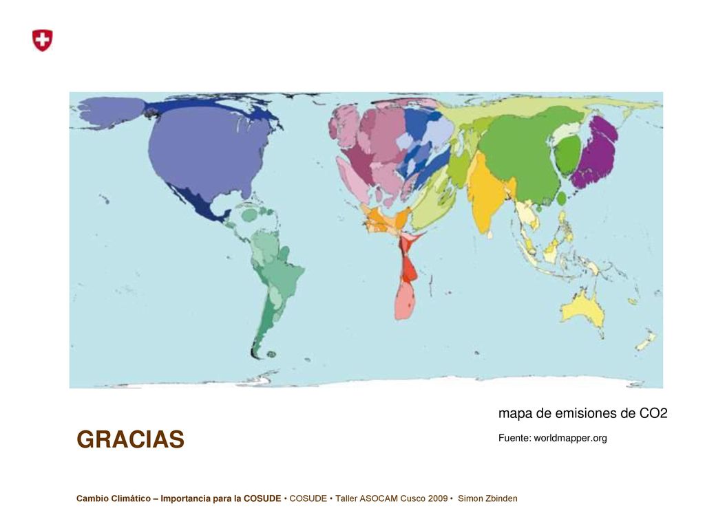 GRACIAS mapa de emisiones de CO2 Fuente: worldmapper.org