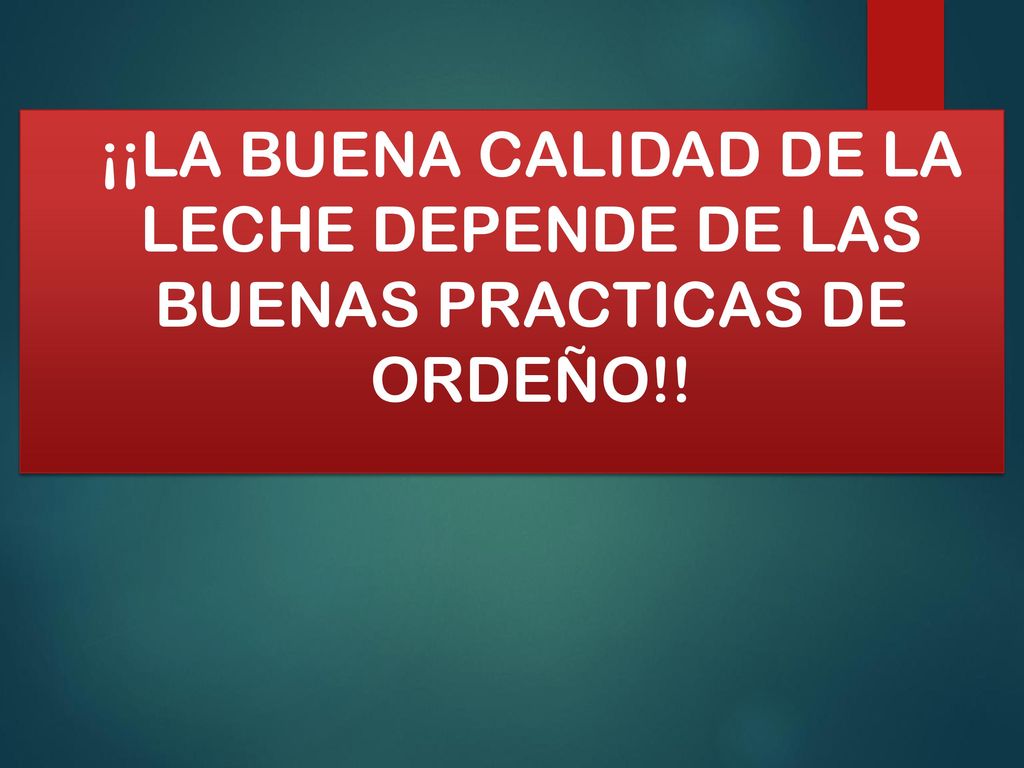 ¡¡LA BUENA CALIDAD DE LA LECHE DEPENDE DE LAS BUENAS PRACTICAS DE ORDEÑO!!