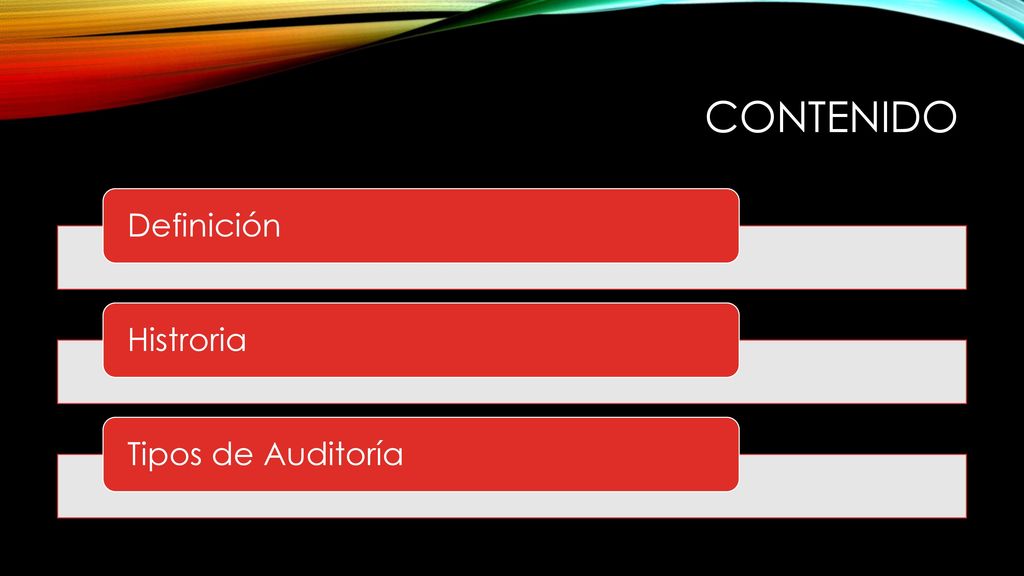 Contenido Definición Histroria Tipos de Auditoría