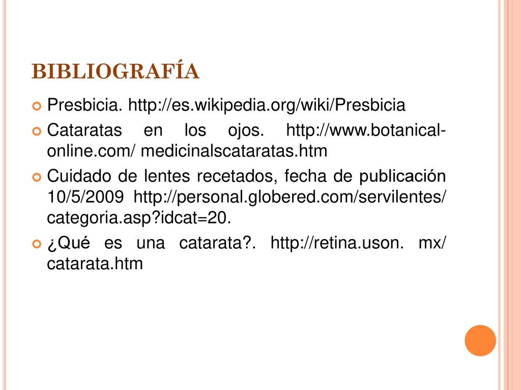 BIBLIOGRAFÍA Presbicia.