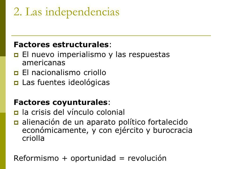 2. Las independencias Factores estructurales: