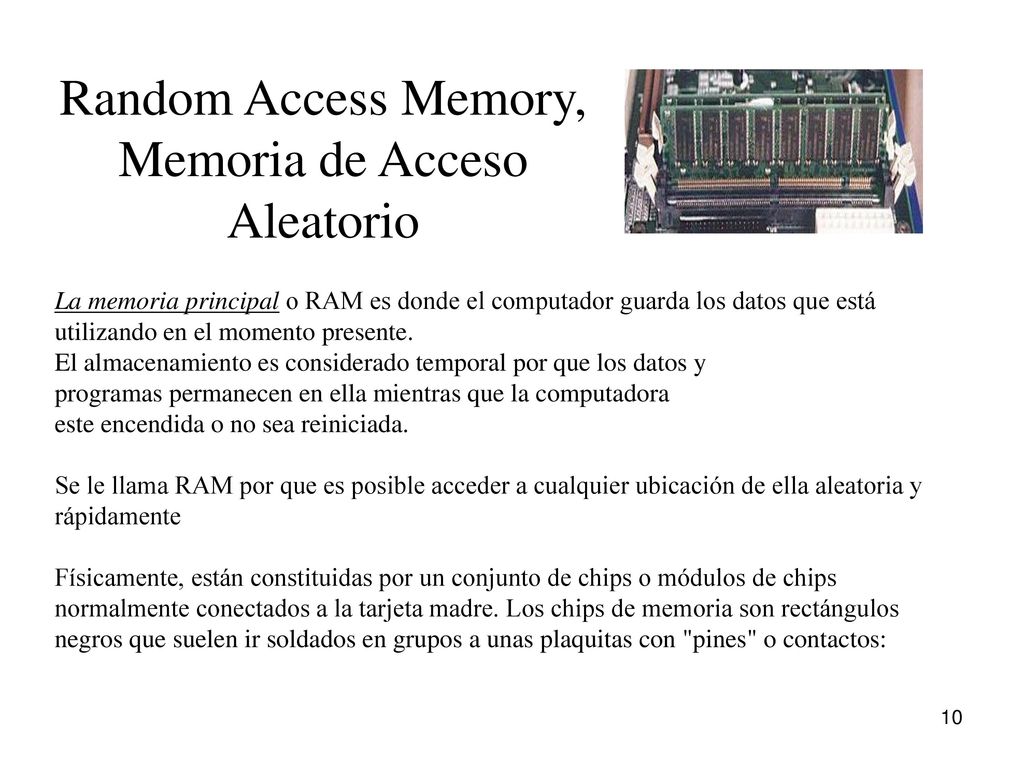 Random Access Memory, Memoria de Acceso Aleatorio