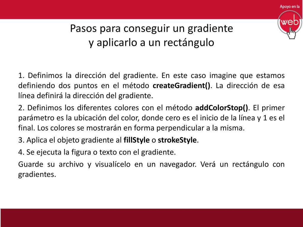 Pasos para conseguir un gradiente y aplicarlo a un rectángulo