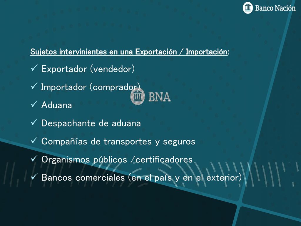 Exportador (vendedor) Importador (comprador) Aduana