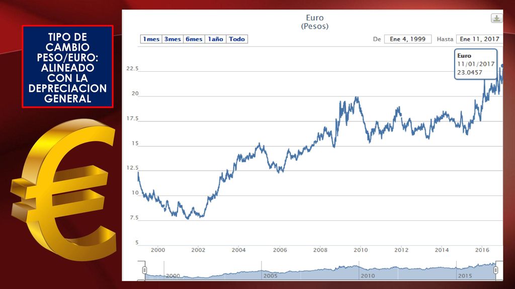 TIPO DE CAMBIO PESO/EURO: ALINEADO CON LA DEPRECIACION GENERAL