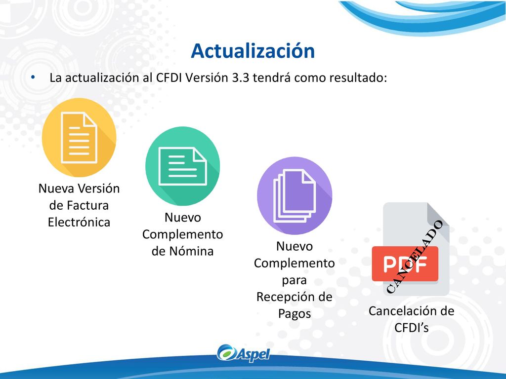 Actualización La actualización al CFDI Versión 3.3 tendrá como resultado: Nueva Versión de Factura Electrónica.