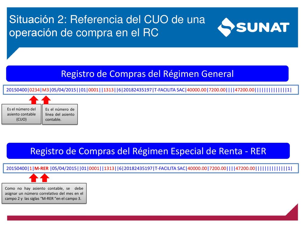 Situación 2: Referencia del CUO de una operación de compra en el RC