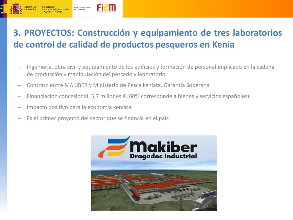 3. PROYECTOS: Construcción y equipamiento de tres laboratorios de control de calidad de productos pesqueros en Kenia
