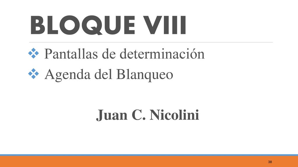 BLOQUE VIII Pantallas de determinación Agenda del Blanqueo