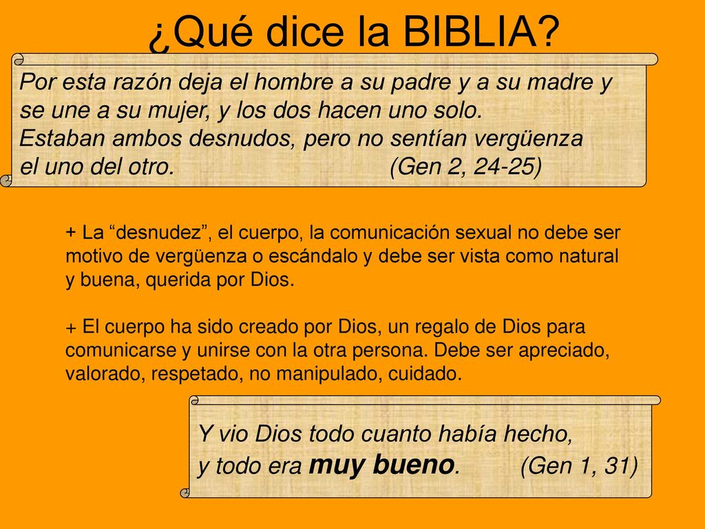 ¿Qué dice la BIBLIA Por esta razón deja el hombre a su padre y a su madre y. se une a su mujer, y los dos hacen uno solo.