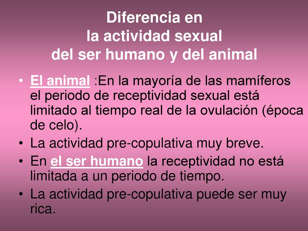 Diferencia en la actividad sexual del ser humano y del animal