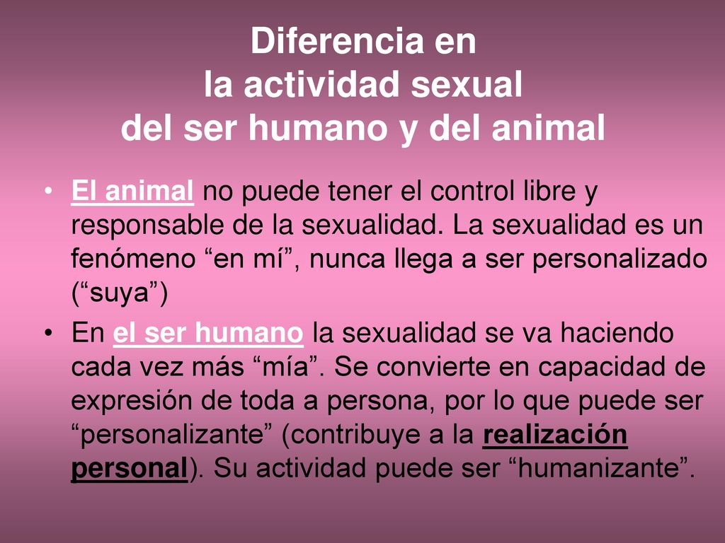 Diferencia en la actividad sexual del ser humano y del animal