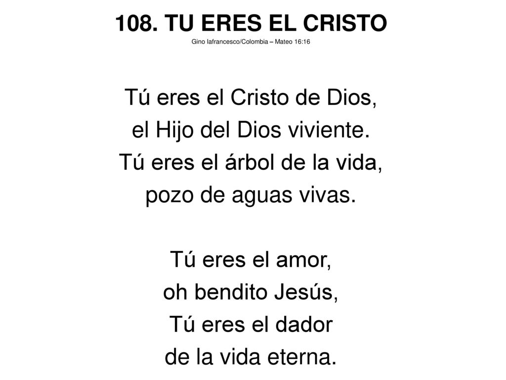 Tú eres el Cristo de Dios, el Hijo del Dios viviente.