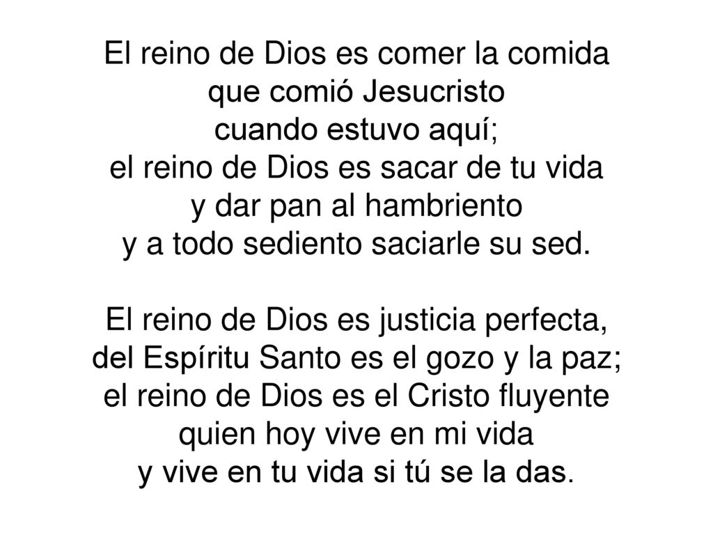 El reino de Dios es comer la comida que comió Jesucristo