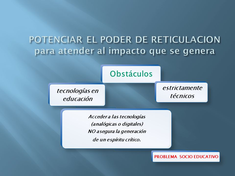 POTENCIAR EL PODER DE RETICULACION para atender al impacto que se genera