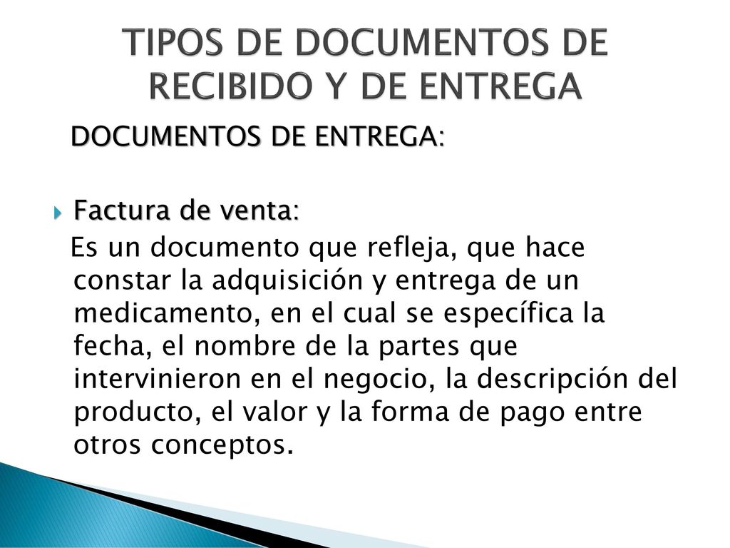 TIPOS DE DOCUMENTOS DE RECIBIDO Y DE ENTREGA