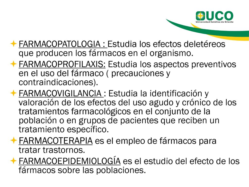 FARMACOTERAPIA es el empleo de fármacos para tratar trastornos.