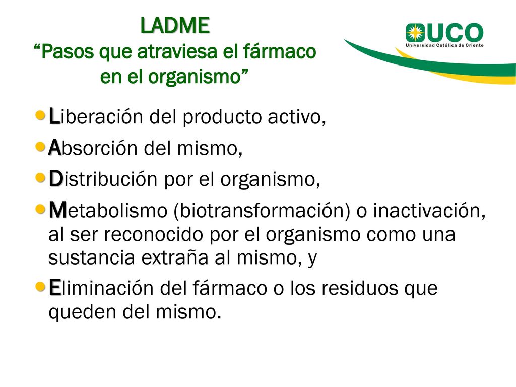 LADME Pasos que atraviesa el fármaco en el organismo