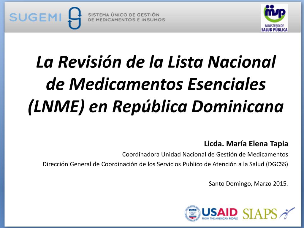 La Revisión de la Lista Nacional de Medicamentos Esenciales (LNME) en República Dominicana