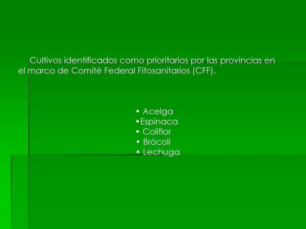 Cultivos identificados como prioritarios por las provincias en