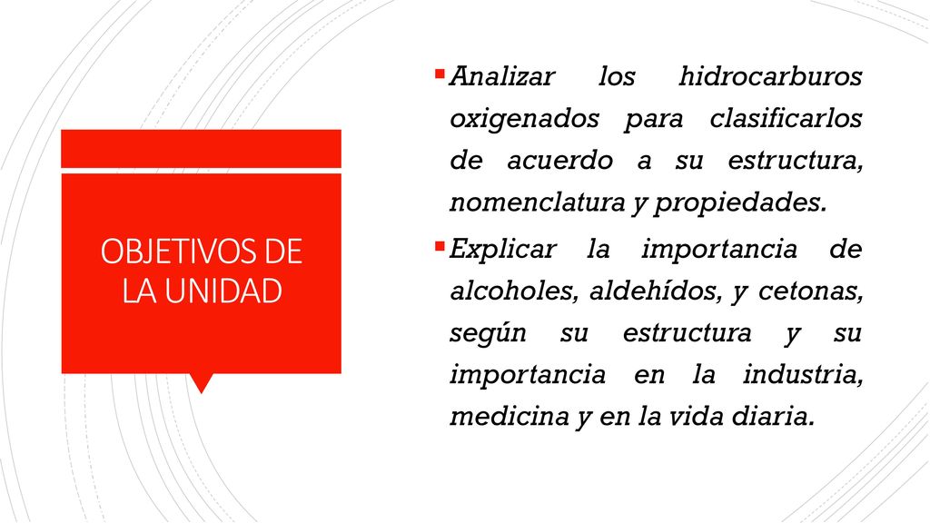 Analizar los hidrocarburos oxigenados para clasificarlos de acuerdo a su estructura, nomenclatura y propiedades.