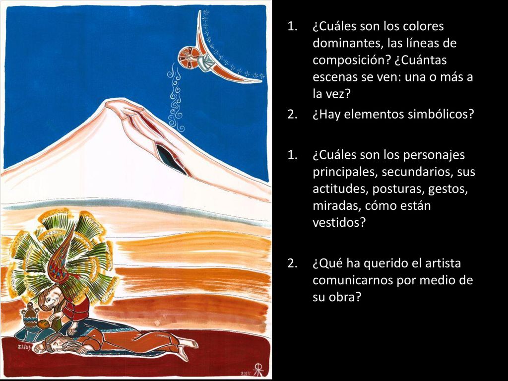 ¿Cuáles son los colores dominantes, las líneas de composición