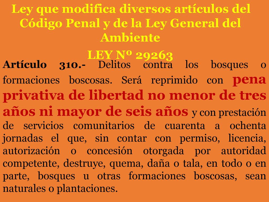 Ley que modifica diversos artículos del Código Penal y de la Ley General del Ambiente