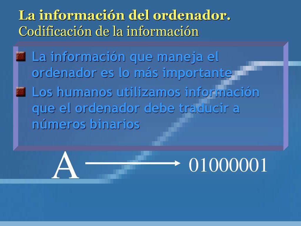 La información del ordenador. Codificación de la información