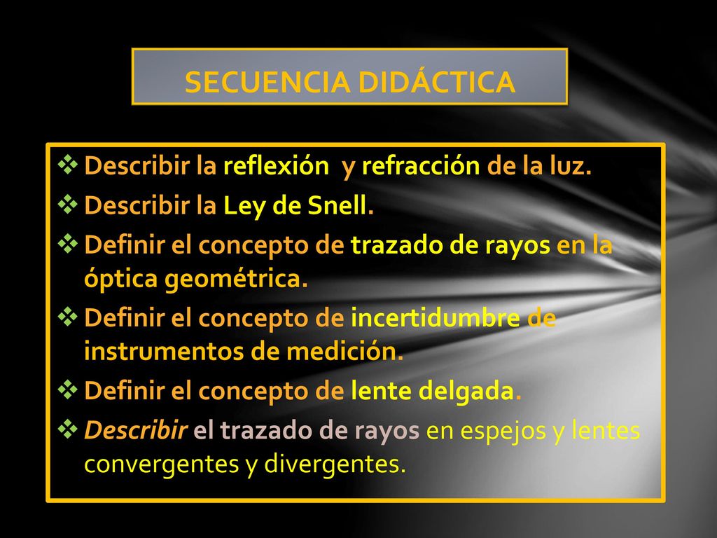 SECUENCIA DIDÁCTICA Describir la reflexión y refracción de la luz.