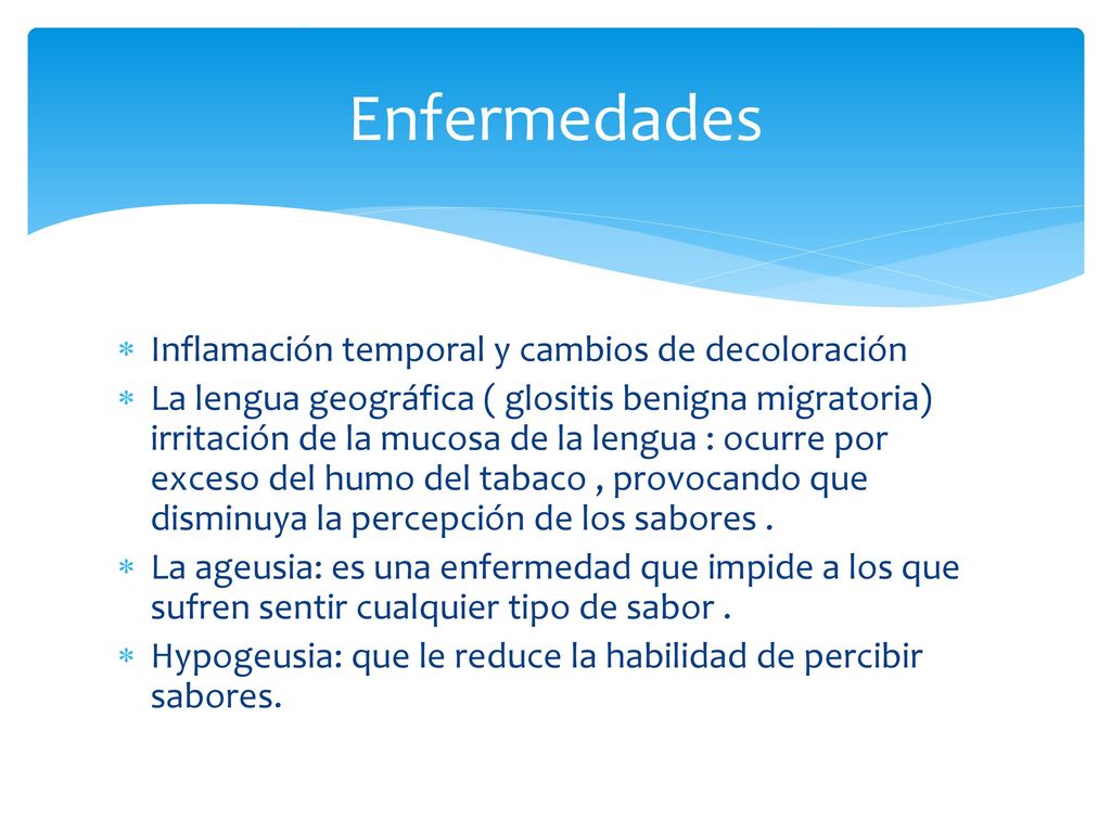 Enfermedades Inflamación temporal y cambios de decoloración