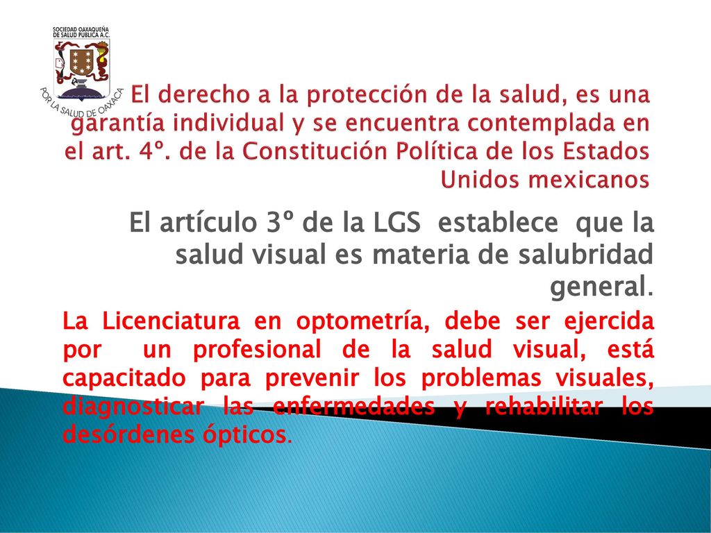 El derecho a la protección de la salud, es una garantía individual y se encuentra contemplada en el art. 4º. de la Constitución Política de los Estados Unidos mexicanos