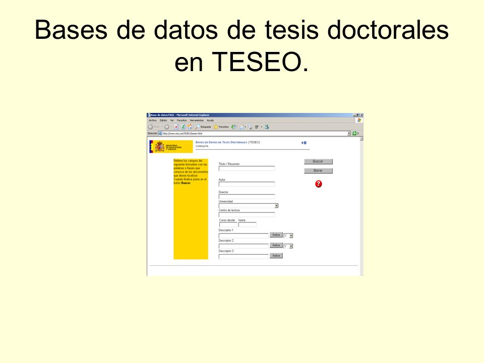 Bases de datos de tesis doctorales en TESEO.