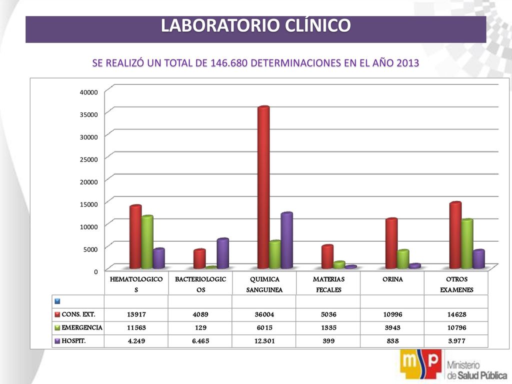 SE REALIZÓ UN TOTAL DE DETERMINACIONES EN EL AÑO 2013