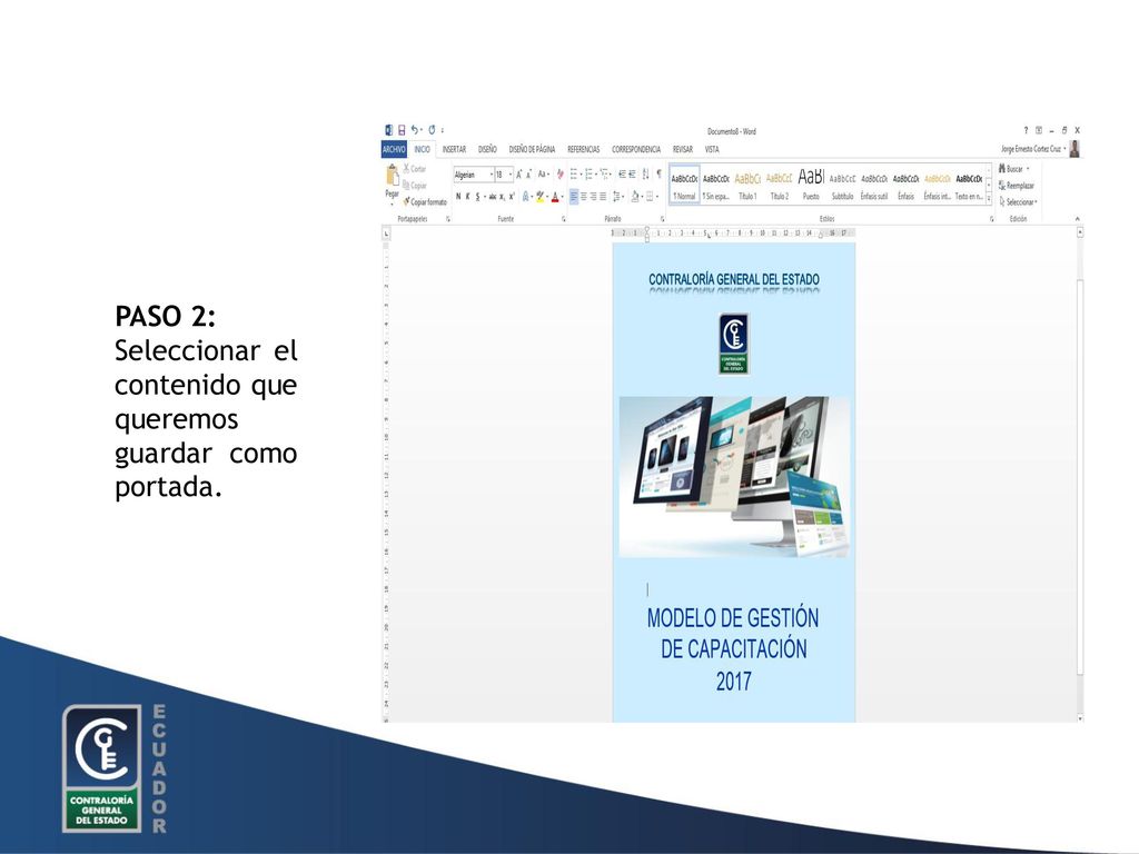 PASO 2: Seleccionar el contenido que queremos guardar como portada.