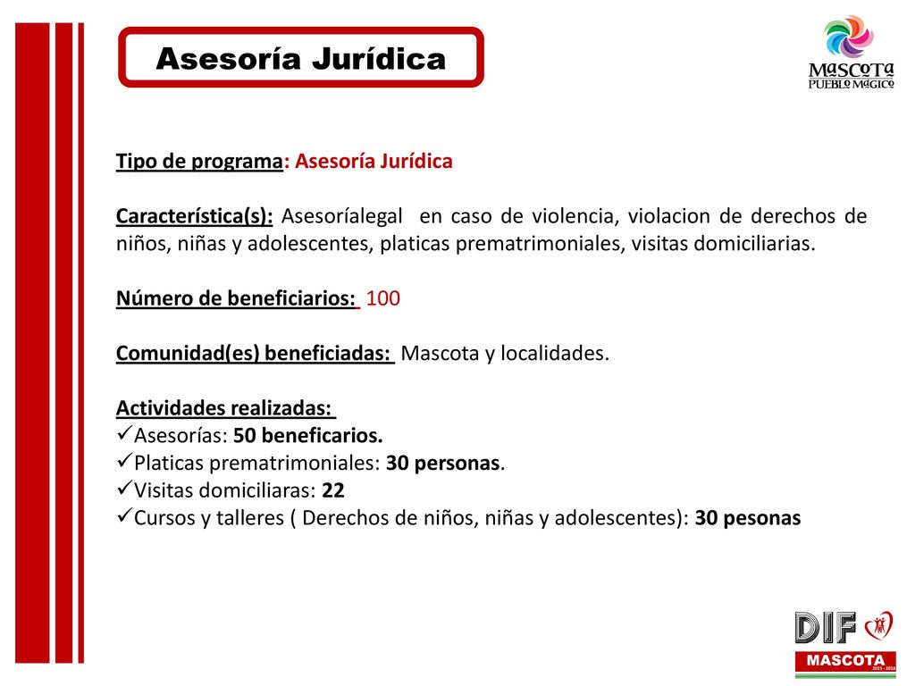 Asesoría Jurídica Tipo de programa: Asesoría Jurídica