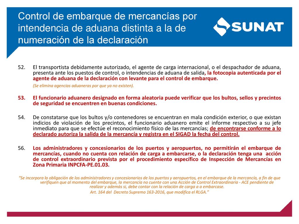 Art. 164 del Decreto Supremo , que modifica el RLGA.
