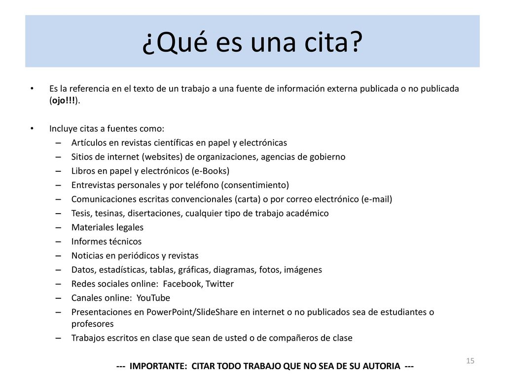--- IMPORTANTE: CITAR TODO TRABAJO QUE NO SEA DE SU AUTORIA ---