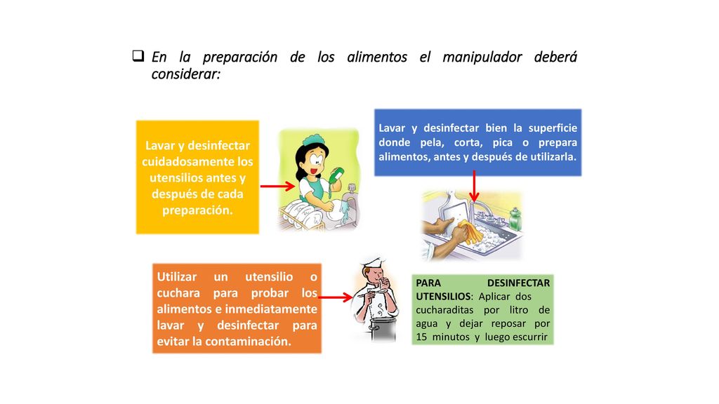 En la preparación de los alimentos el manipulador deberá considerar: