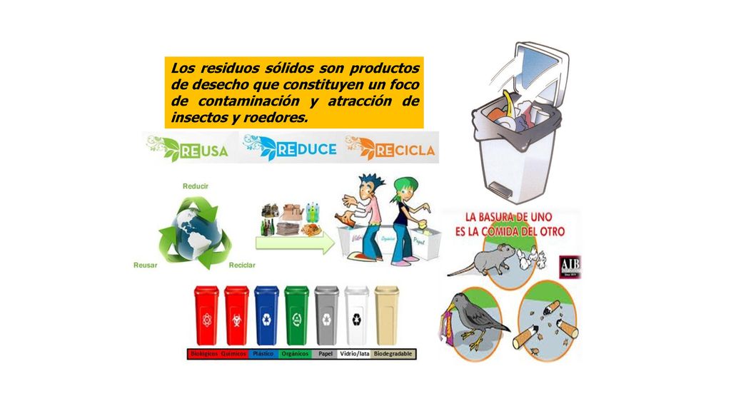 Los residuos sólidos son productos de desecho que constituyen un foco de contaminación y atracción de insectos y roedores.